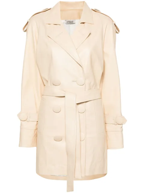 The Attico double-breasted leather coat Neutrals ATS19167