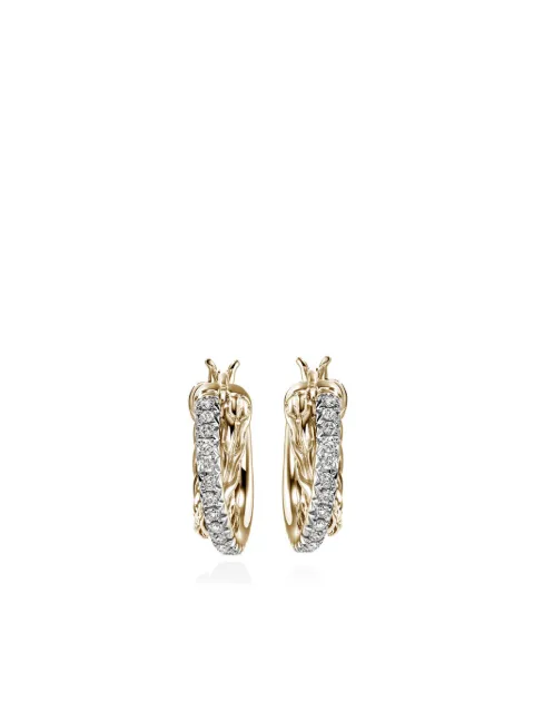 John Hardy 14kt yellow gold JH Essential Crossover diamond hoop earrings Gold EGGX987132DI