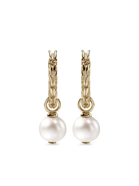 John Hardy 14kt yellow gold JH Essential pearl hoop earrings Gold EGG987261