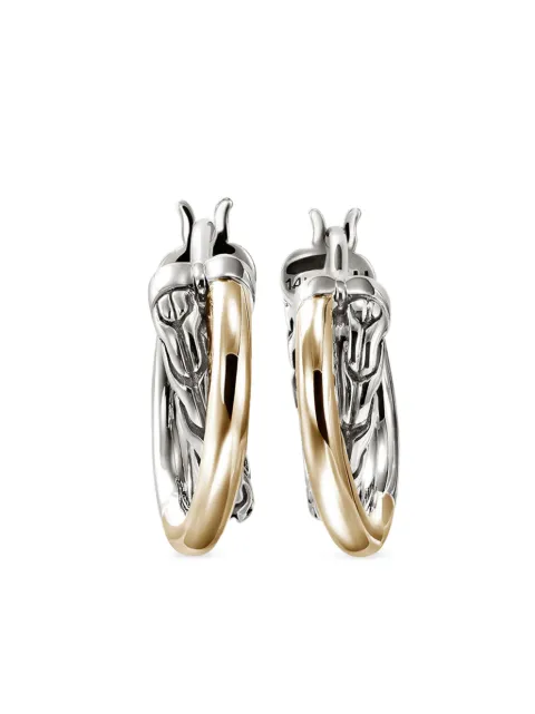John Hardy 14kt gold JH Essential Crossover hoop earrings Silver EZZ98713