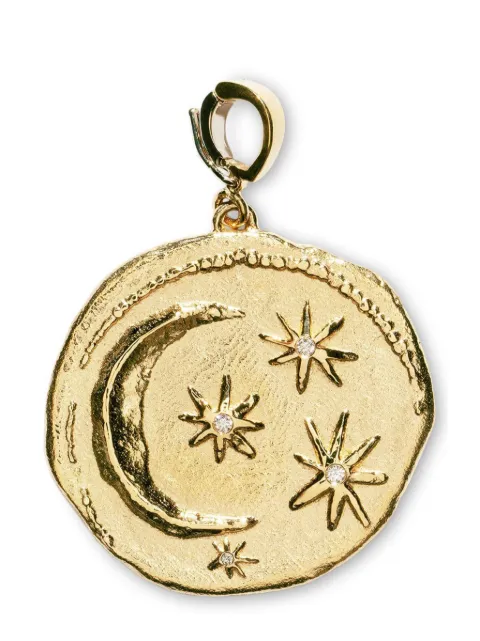 Azlee 18kt yellow gold large Cosmic diamond coin chain Gold C658G18