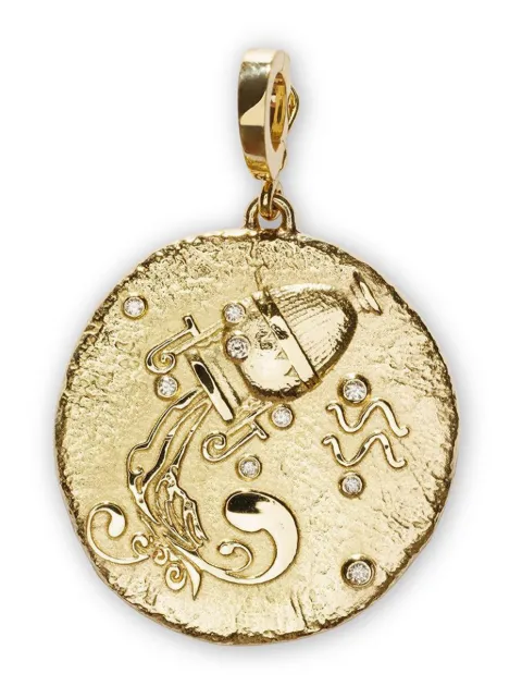 Azlee 18kt yellow gold large Of The Stars Aquarius diamond pendant charm Gold C891G18