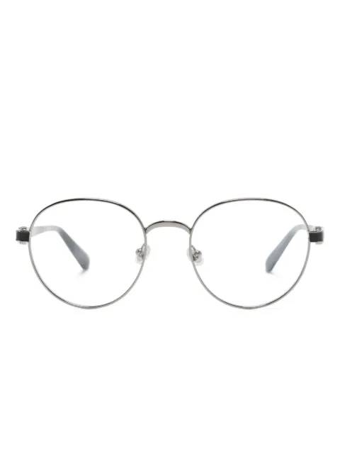 Moncler Eyewear logo-plaque oval-frame glasses Silver ML5179