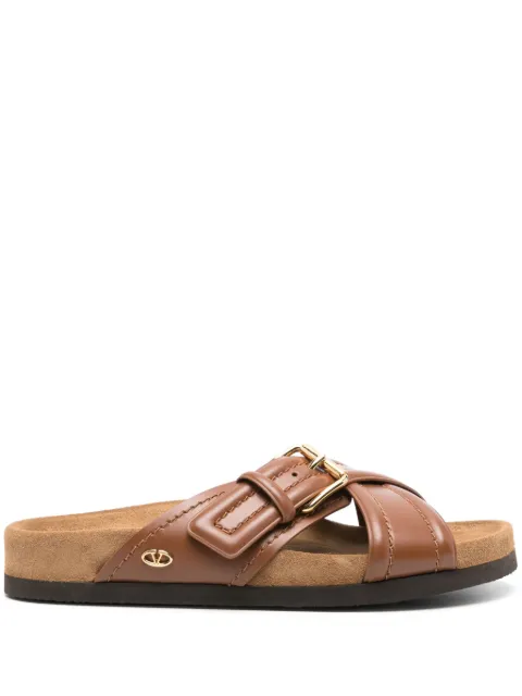 Valentino Garavani VLogo Signature buckle-fastening sandals Brown WS0IZ5VRN