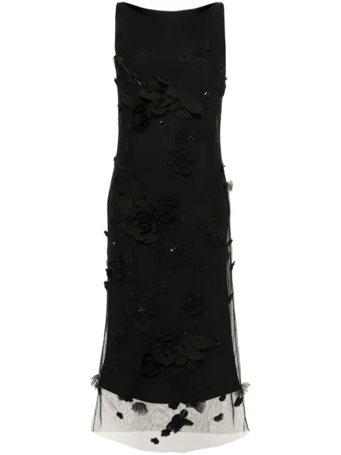 Viktor & Rolf floral-appliqué dress Black ED0422299124