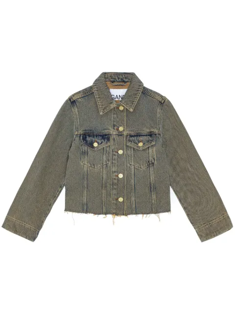 GANNI raw-cut hem denim jacket Grey J1478