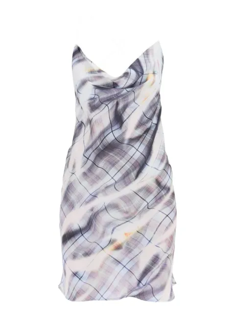 Y/Project invisible shoulder-straps mini dress Blue 102DR007