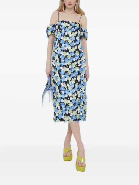 Stine Goya floral-embellished midi dress Black SG4792
