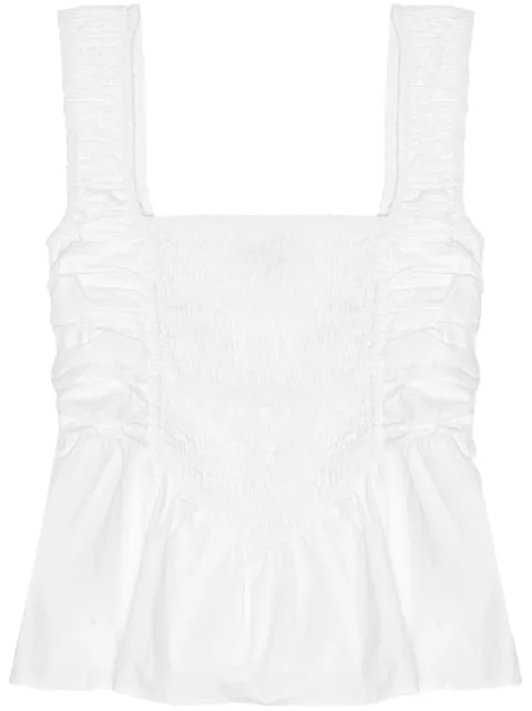 GANNI gathered detailing peplum blouse White F9646