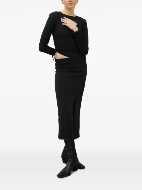 Gestuz cut-out gathered midi dress Black 10906609