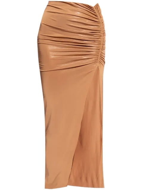 Rick Owens Lilies Svita ruched-detail skirt Brown LI01D6309GVI