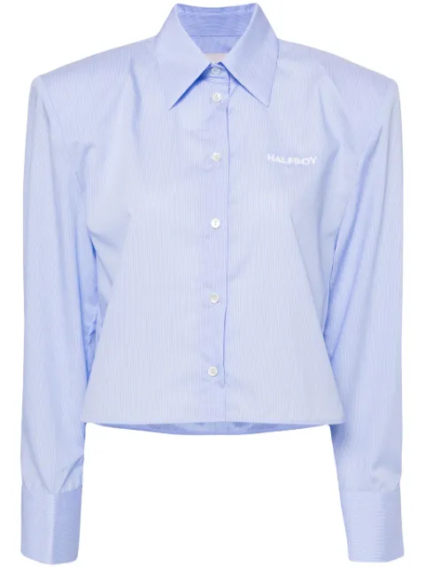Halfboy logo-embroidered cotton shirt Blue HSS241WSSL149095