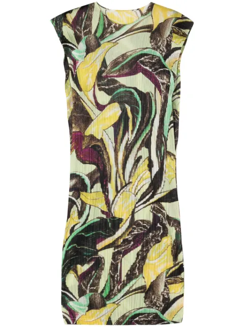 Pleats Please Issey Miyake floral-print plissé midi dress Green PP46JH695