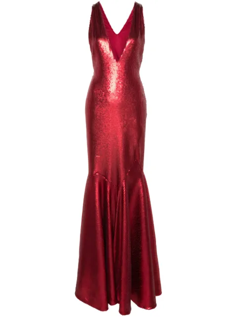 Genny sequinned mermaid long dress Red 76AJO493J0173