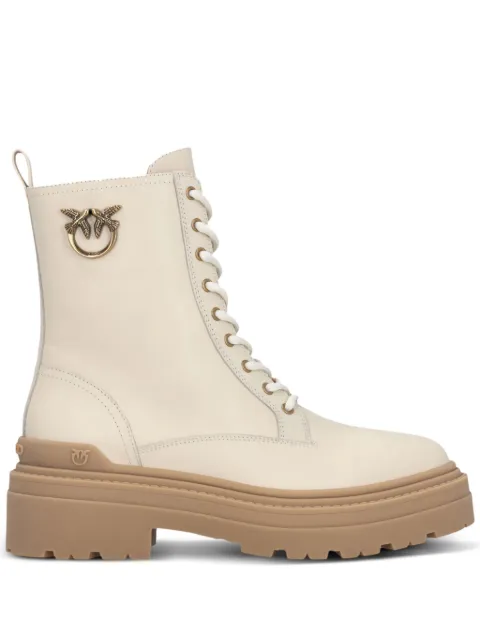 PINKO Mia leather combat boots Neutrals SD0141P001