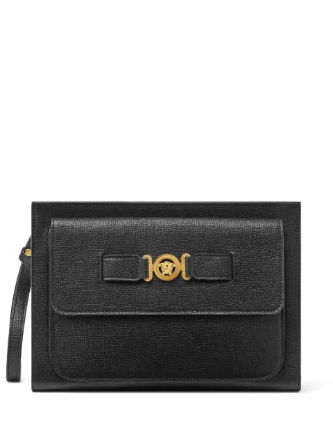 Versace Medusa Biggie leather clutch bag Black 10158161A10544