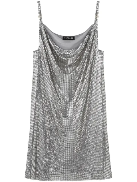 Versace metal mesh slip mini dress Silver 10161191A11271