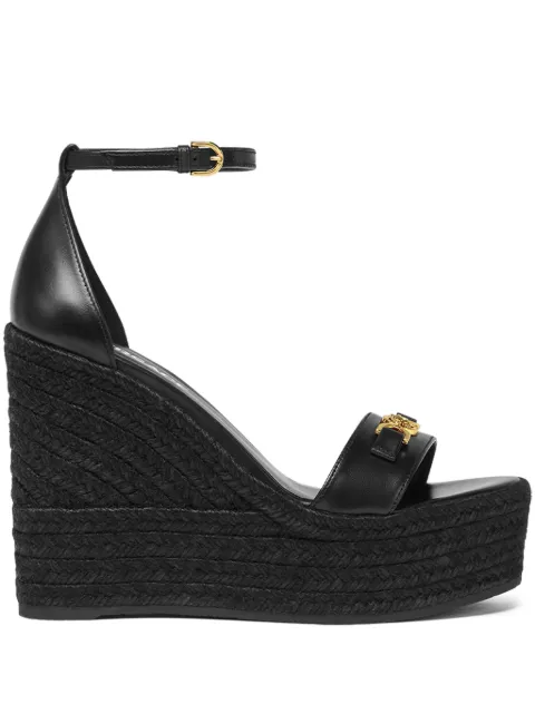 Versace Medusa '95 leather wedge sandals 120 mm Black 1014100DVT2P