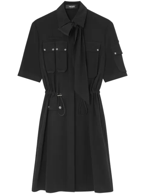 Versace Lavalliére silk cargo shirt dress Black 10156691A04040