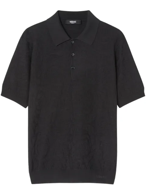 Versace Barocco knitted polo shirt Black 10077651A09457