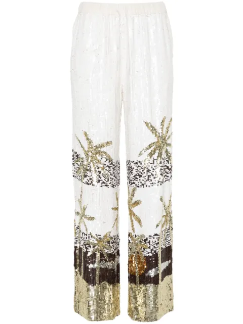 P.A.R.O.S.H. sequined wide-leg trousers White GUST24D230565