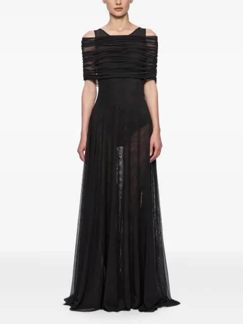 Atu Body Couture round-neck mesh maxi dress Black AT24082