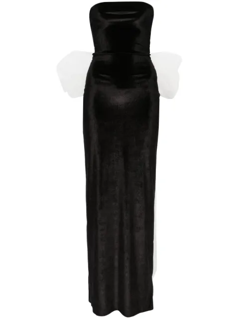 Atu Body Couture bow-detail velvet gown Black AT24065
