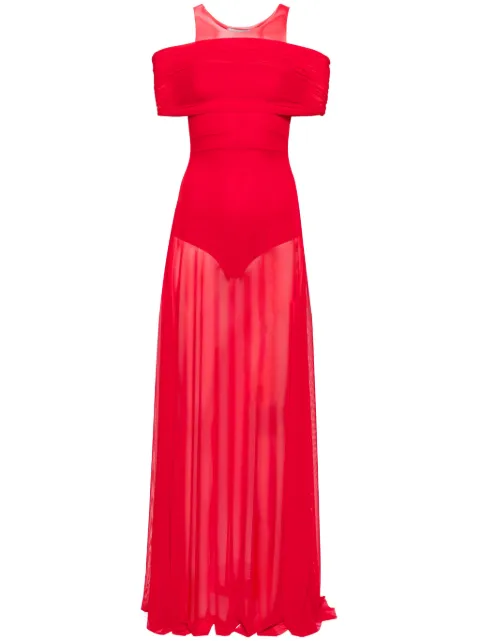 Atu Body Couture round-neck mesh maxi dress Red AT24082