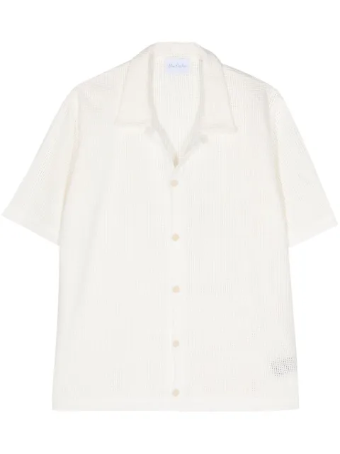 BLUE SKY INN waffle-pattern bowling shirt White BS2304KW007