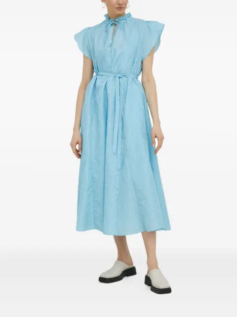 SAMSOE SAMSOE ruffled tie midi dress Blue F23100147