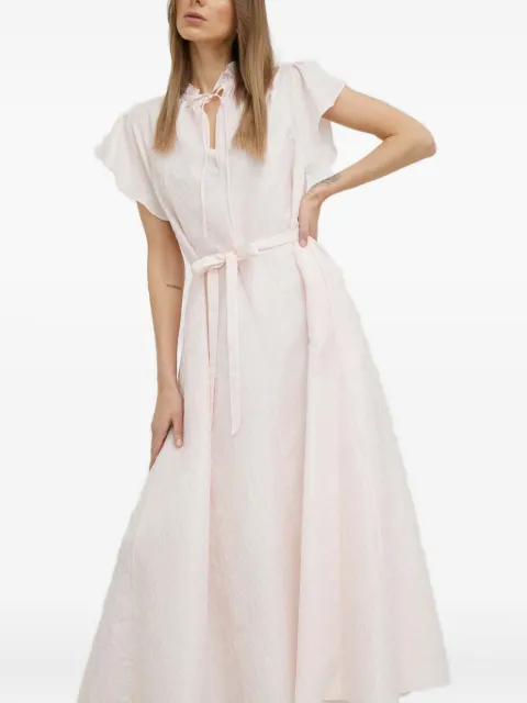 SAMSOE SAMSOE tie-neck belted midi dress Pink F23100147