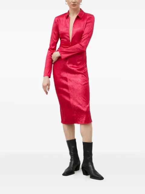 SAMSOE SAMSOE long-sleeve collared midi dress Pink F22400073