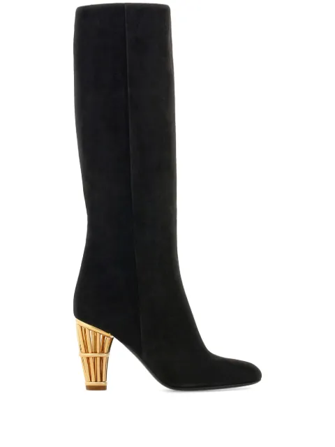 Ferragamo Cage suede knee-high boots Black 774780