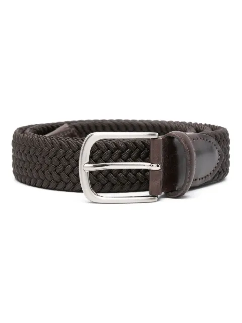 ERALDO leather-trim interwoven belt Brown ELASTICORAYON
