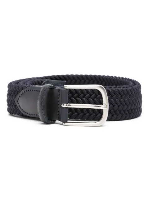 ERALDO leather-trim interwoven belt Blue ELASTICORAYON