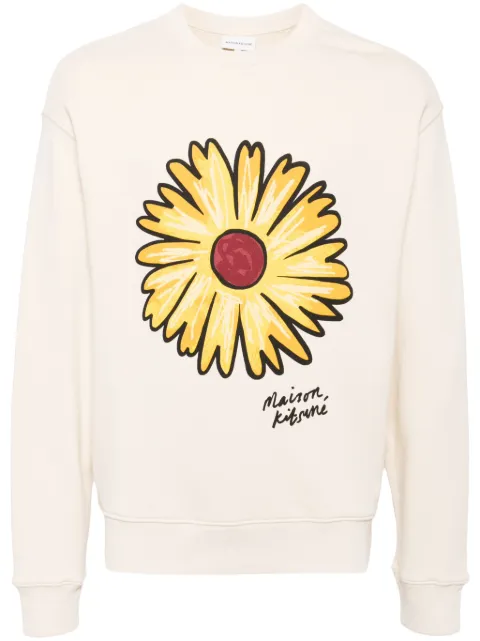 Maison Kitsuné sunflower motif long sleeve sweater Neutrals MM00317KM0321P205