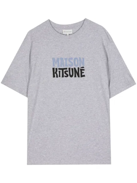 Maison Kitsuné logo-print cotton T-shirt Grey MM00119KJ0132H120