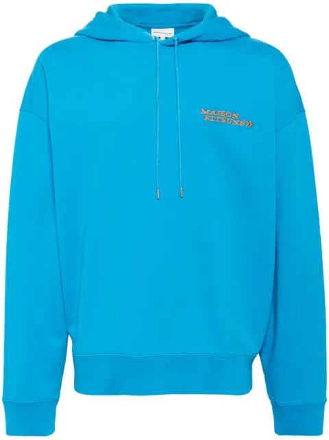 Maison Kitsuné embroidered-logo cotton hoodie Blue MM00708KM0001P451