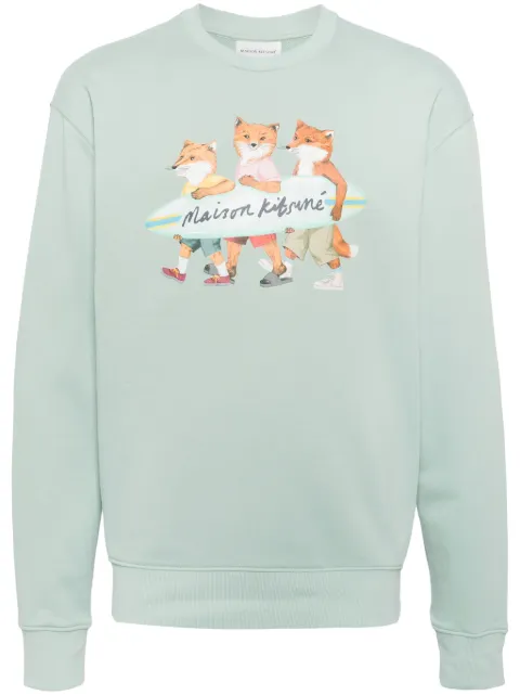 Maison Kitsuné signature fox motif cotton sweater Blue MM00310KM0129P417