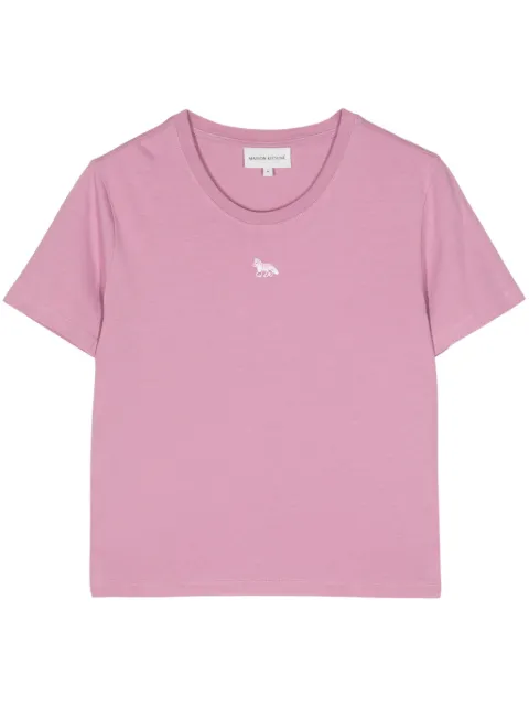 Maison Kitsuné Baby Fox-appliqué cotton T-shirt Pink MW00105KJ0008