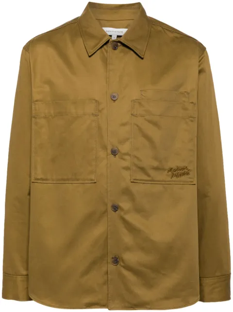 Maison Kitsuné logo-embroidered cotton shirt Green MM00401WW0078P358
