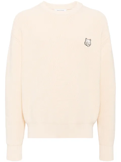 Maison Kitsuné signature fox embroidery knitted jumper Neutrals MM00809KT1098P205