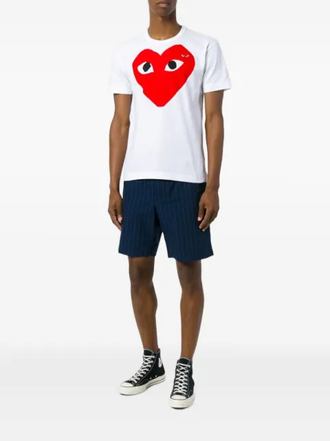 Comme Des Garçons Play heart-print logo-patch T-shirt White AXT026051