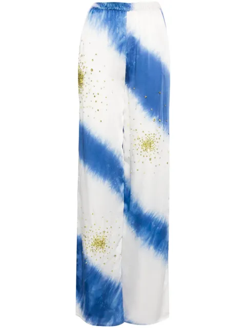 DES PHEMMES crystal-embellished tie-dye trousers White DP310