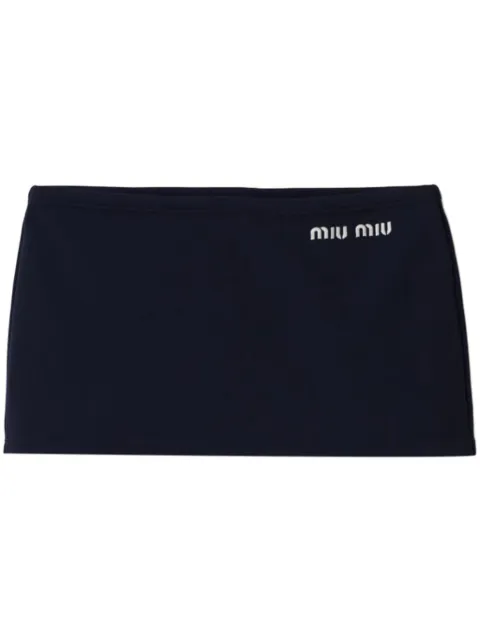 Miu Miu embroidered-logo mini skirt Blue MMG505SOOO14SJ