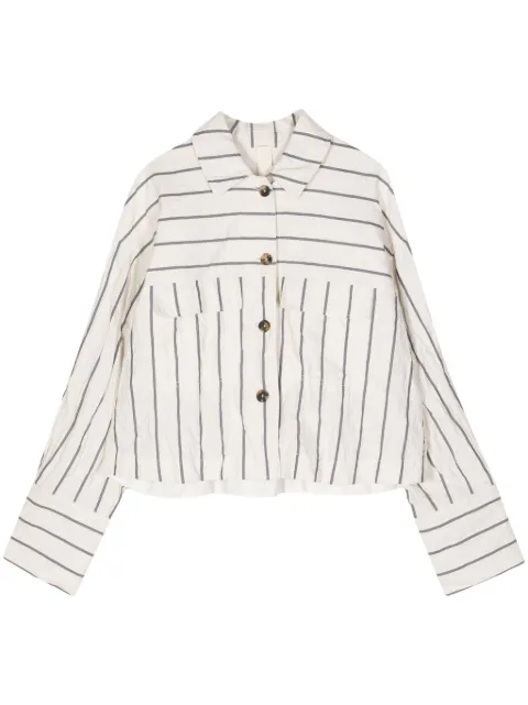 Forme D'expression striped drop-shoulder shirt jacket Neutrals DG054ALGA