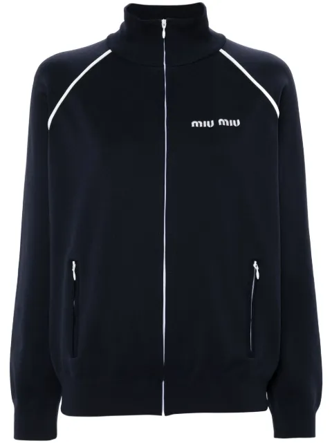 Miu Miu nylon fleece cardigan Blue MMF881SOOO148O