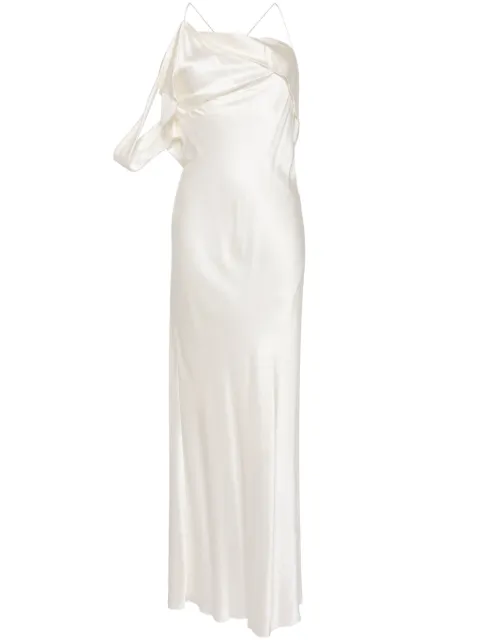 Michelle Mason crisscross-back silk dress White M9382