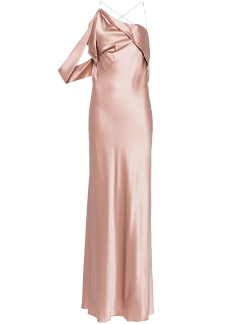 Michelle Mason asymmetric design silk gown Pink M9382