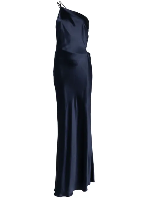 Michelle Mason asymmetrical design silk gown Blue M9373